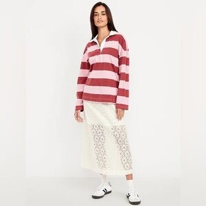 High-Waisted Lace Midi Skirt